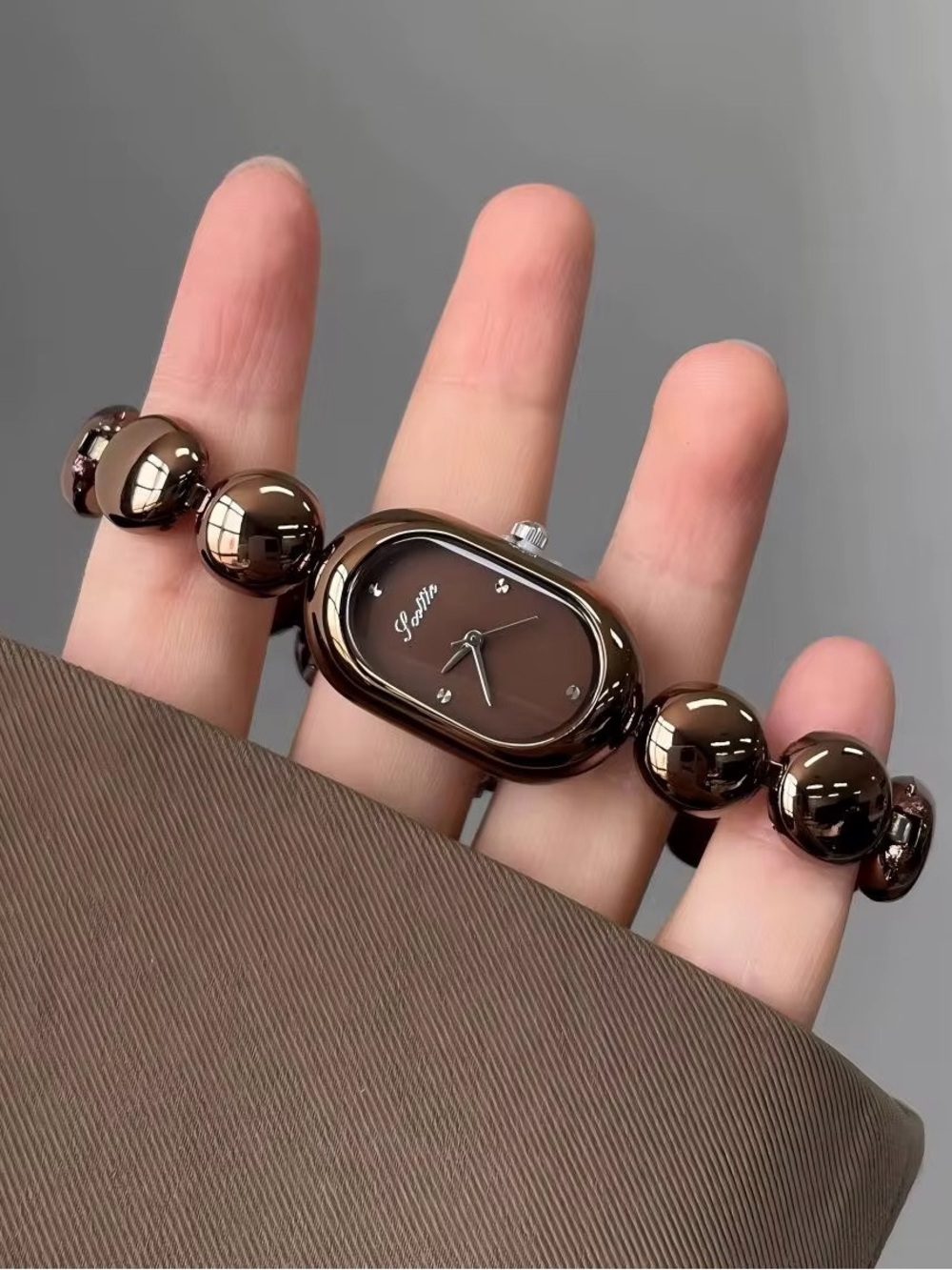 Chocolate Brown Beaded Watch